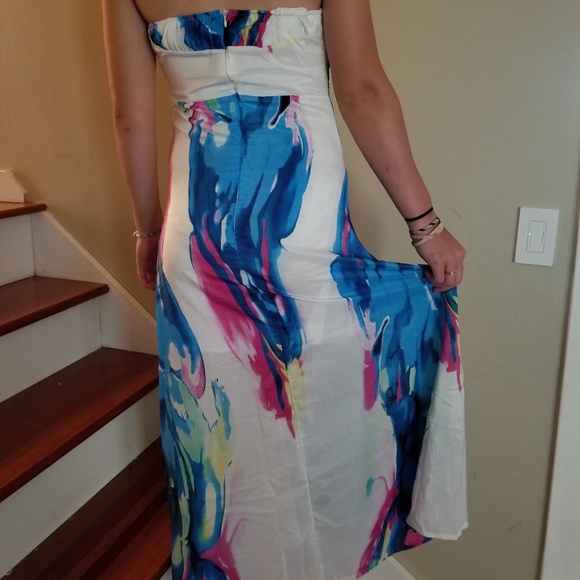 Sexy Sleeveless Strapless Maxi Dress Bright Floral - Picture 8 of 8